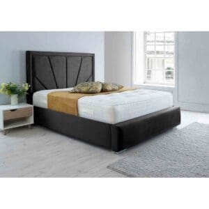 Eleganza Home Eleganza Itala Plush King Bed Frame - Black