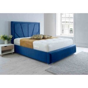 Eleganza Home Eleganza Itala Plush King Bed Frame - Blue