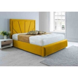 Eleganza Home Eleganza Itala Plush King Bed Frame - Mustard Gold