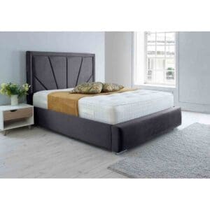 Eleganza Home Eleganza Itala Plush King Bed Frame - Steel