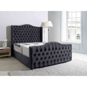 Eleganza Home Eleganza Saturn Wing Plush Small Double Bed Frame - Steel