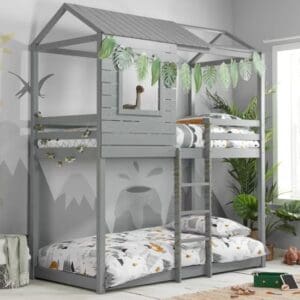 angola wooden single bunk bed grey