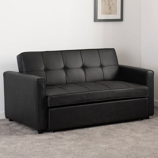 astoria faux leather sofa bed black