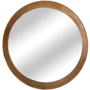 avila round bedroom wall mirror oak frame