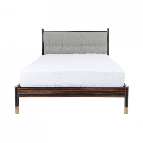 balta double bed ebony grey fabric headboard