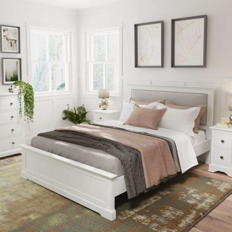 belton wooden double bed white