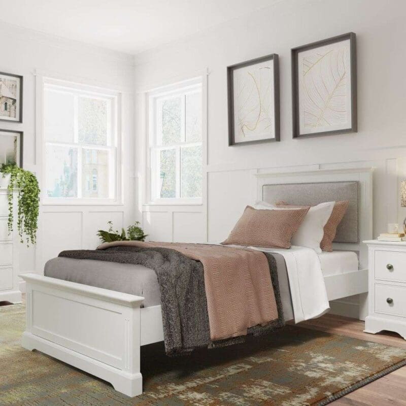 belton wooden single bed white