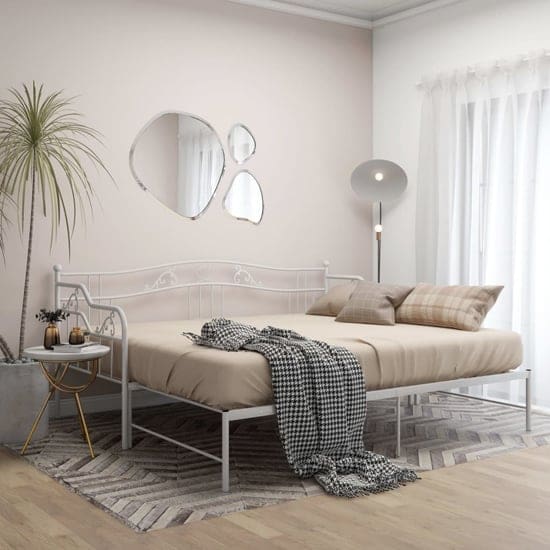 bijan pull out metal single sofa bed white