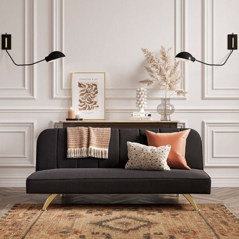 burlington velvet sofa bed gold legs black