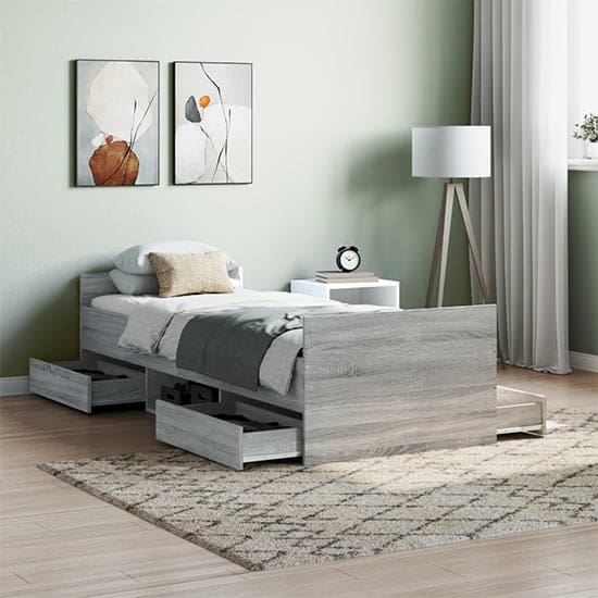 carpi single bed 4 drawers grey sonoma oak