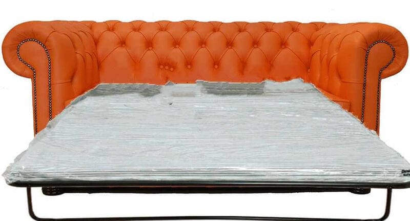 chesterfield 2 seater orange leather sofabed product google base