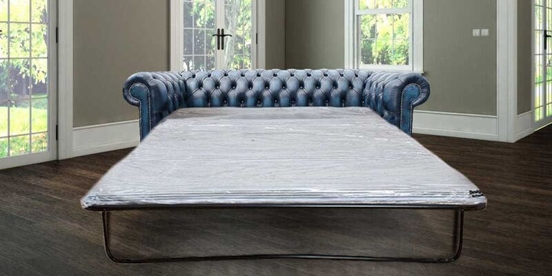 chesterfield 3 seater antique blue leather sofabed offer lo product google base