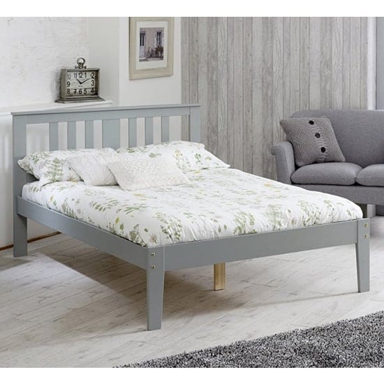 cloven wooden double bed grey