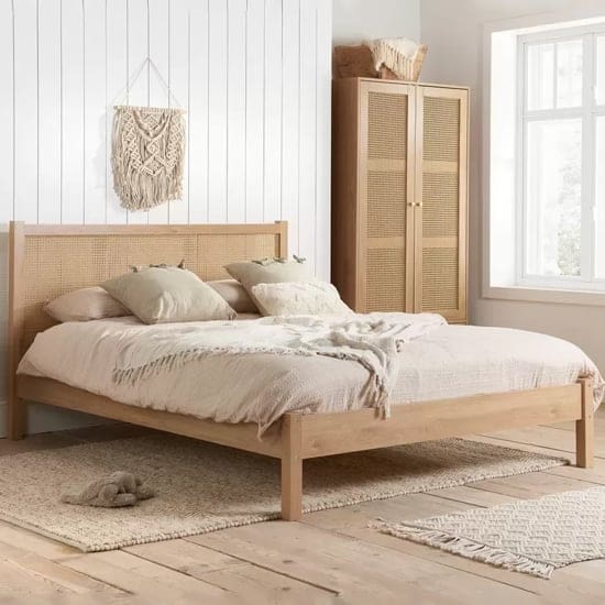 coralie wooden double bed oak