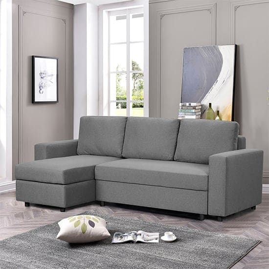 dagmar chenille fabric corner sofa bed dark grey