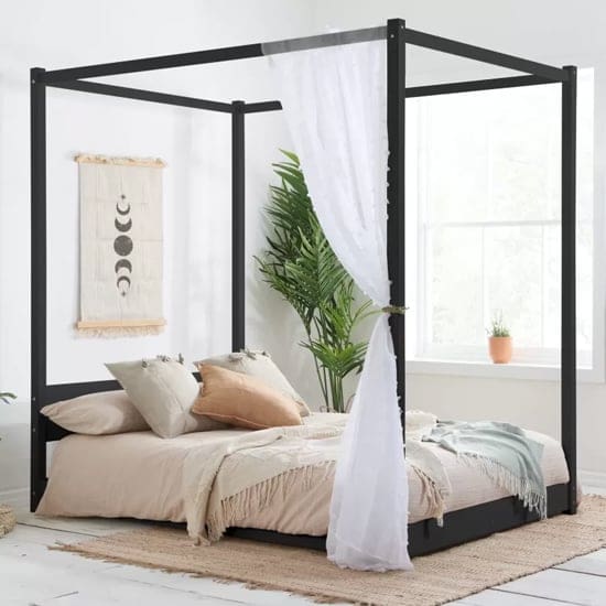 darian four poster wooden double bed black