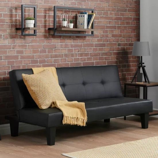 franklins faux leather sofa bed black