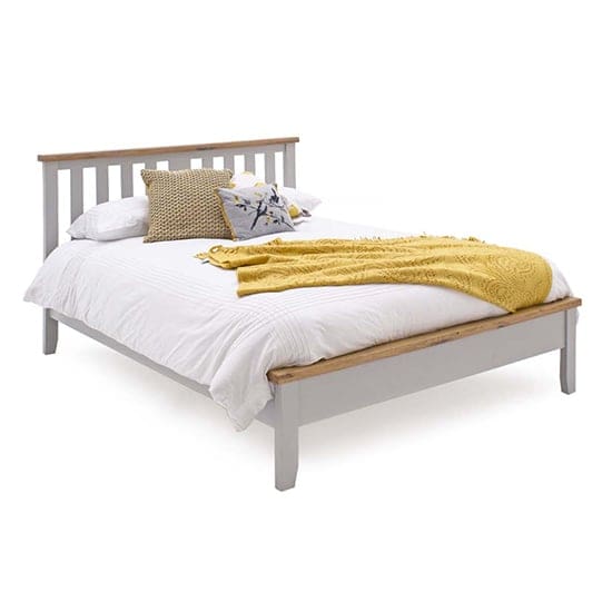 freda low footboard wooden double bed grey oak