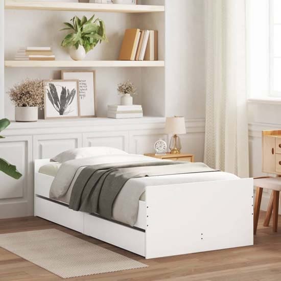 frisco single bed drawers white