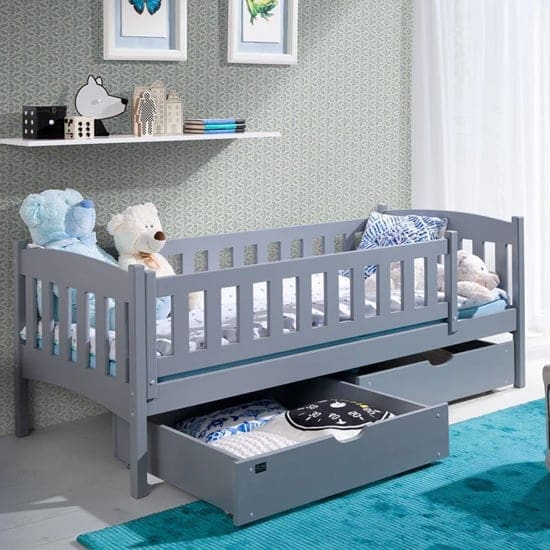 gallio wooden single bed storage matt grey