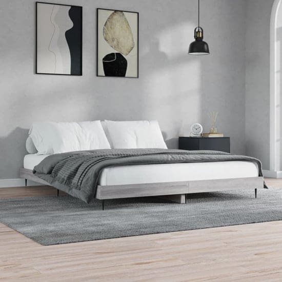 gemma wooden double bed grey sonoma oak black legs