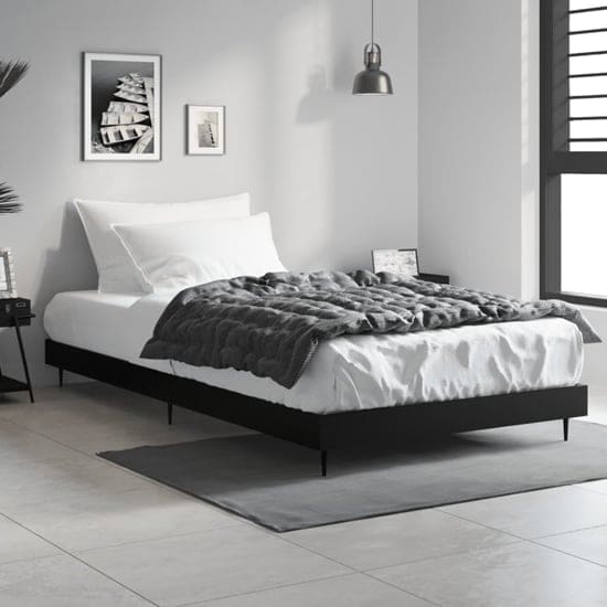 gemma wooden single bed black black metal legs