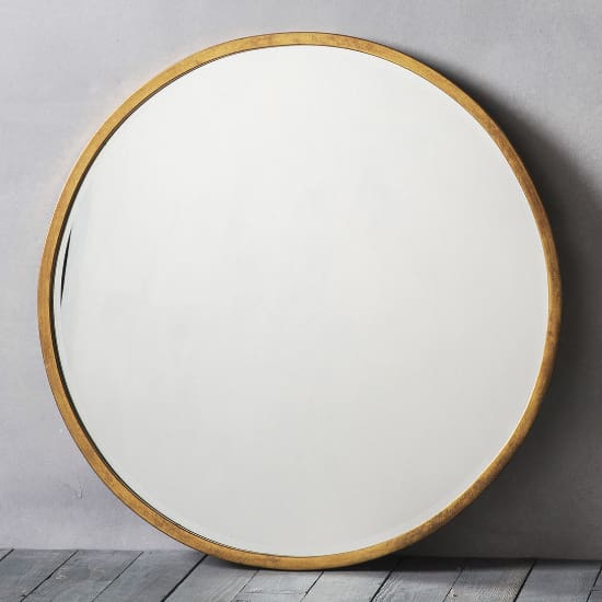 haggen large round bedroom mirror antique gold frame