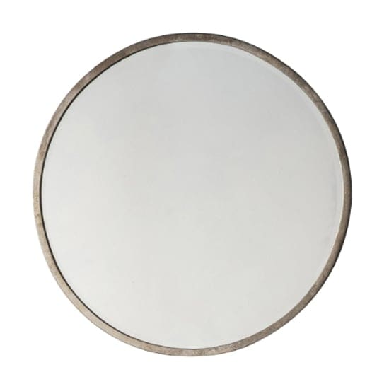 haggen small round bedroom mirror antique silver frame