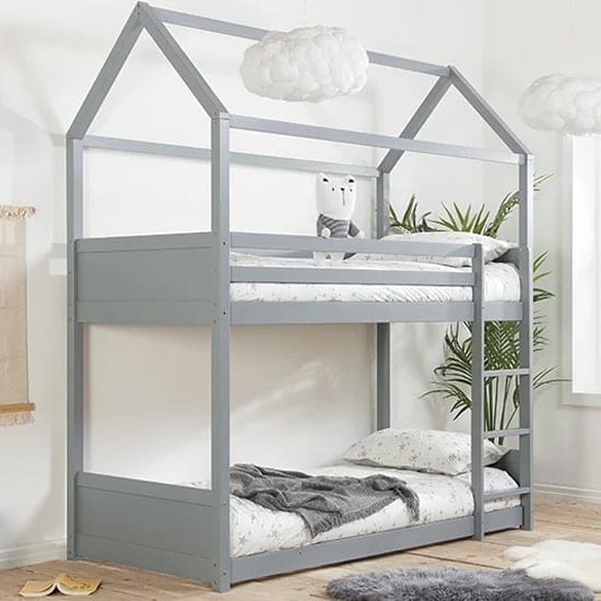 herrin wooden single bunk bed grey