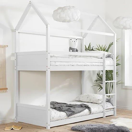 herrin wooden single bunk bed white