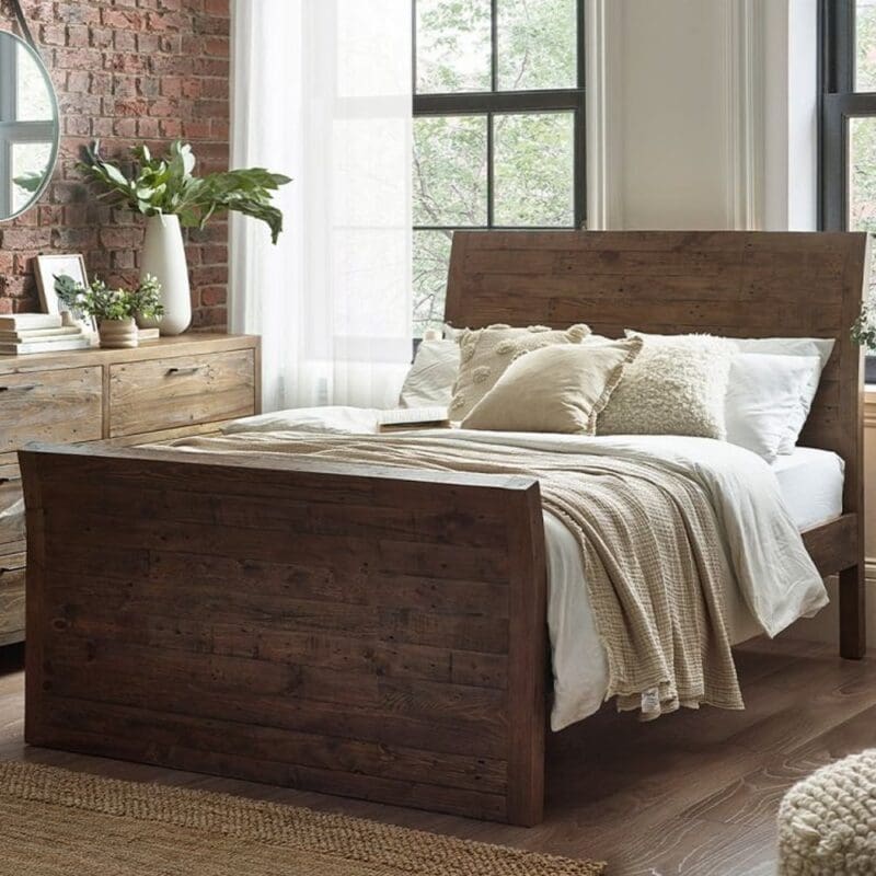 homer wooden double bed in brown