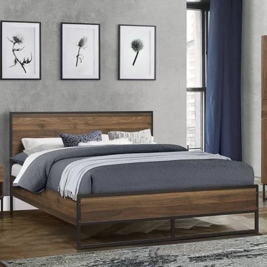 huston wooden double bed walnut