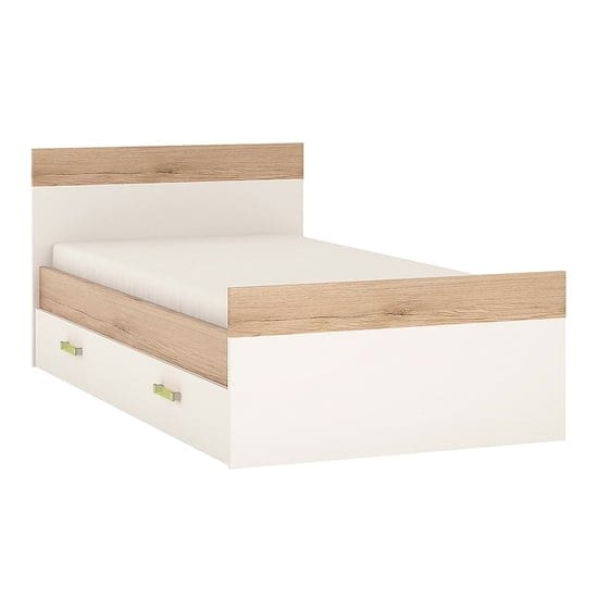 kaas wooden single bed drawer white high gloss oak