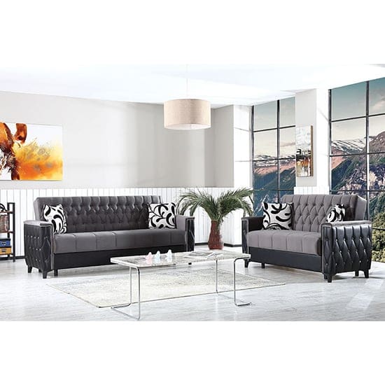 kanata velvet storage 3 2 seater sofa beds grey black