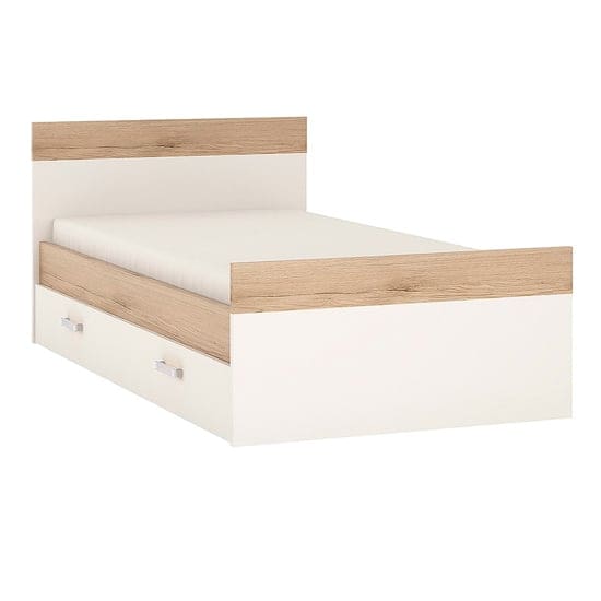 kast wooden single bed drawer white high gloss oak