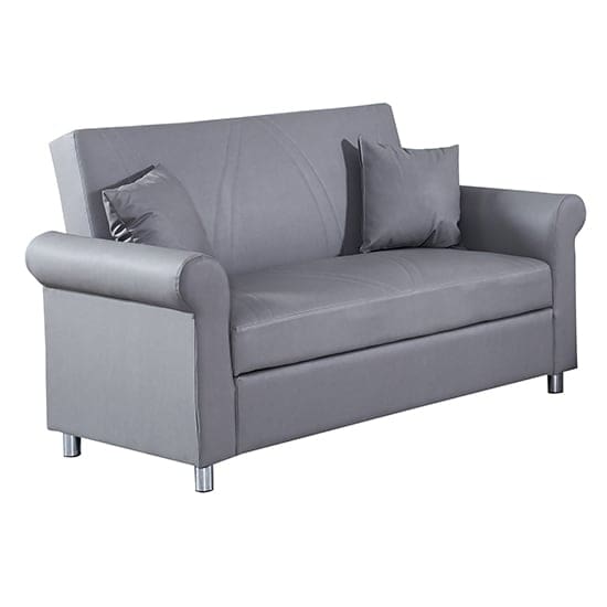 keller faux leather 2 seater sofa bed grey