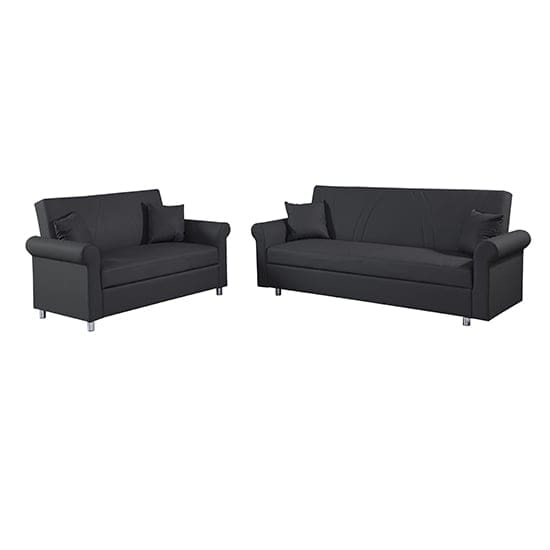 keller faux leather 3 2 seater sofa beds black