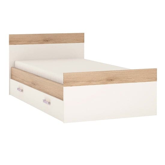 kroft wooden single bed drawer white high gloss oak