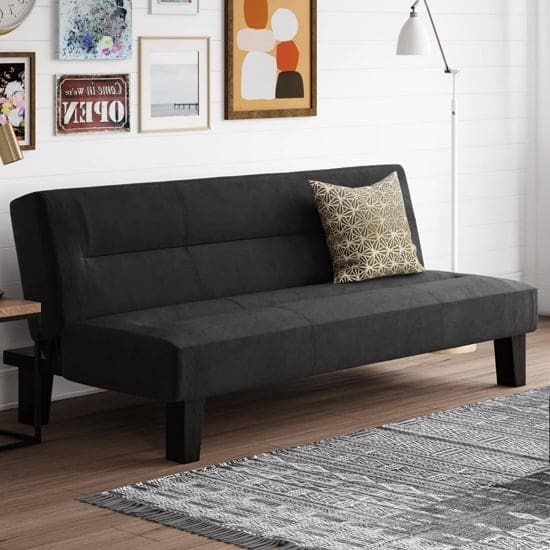 kubota velvet sofa bed wooden legs black