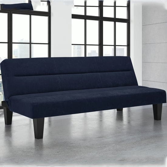 kubota velvet sofa bed wooden legs blue