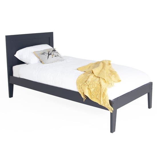 lanus wooden single bed dark grey