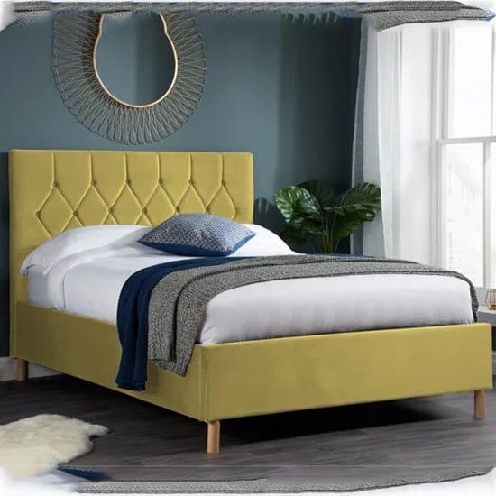 laxly fabric ottoman small double bed mustard