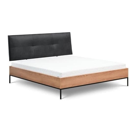 lowell double bed caramel oak