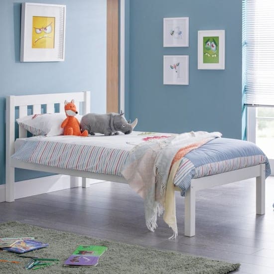 luna wooden single bed surf white