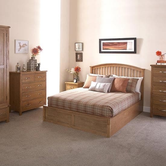 madrid ottoman wooden double bed in natural oak