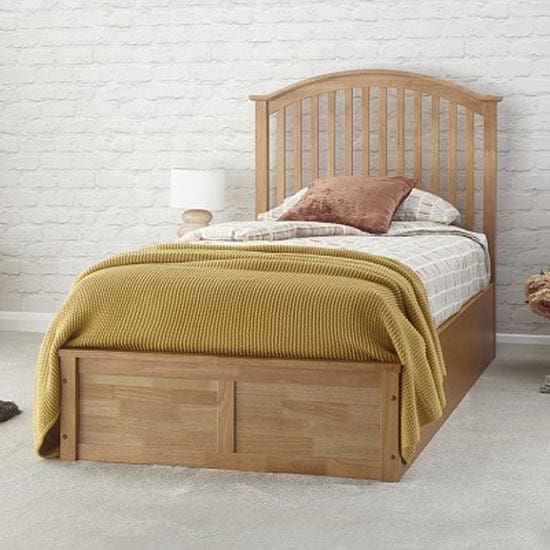 madrid ottoman wooden single bed in natural oak