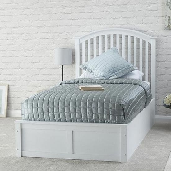 madrid ottoman wooden single bed in white