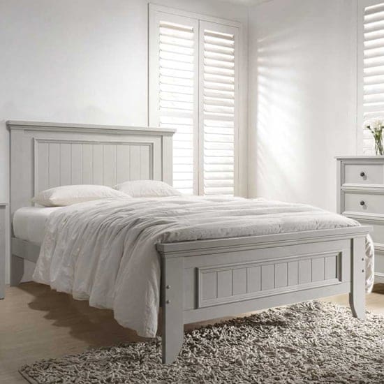 mala panelled wooden double bed clay