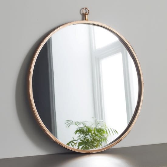 manhattan round bedroom mirror pink copper frame