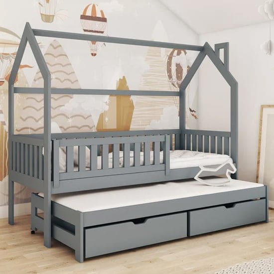 minsk trundle wooden single bed graphite